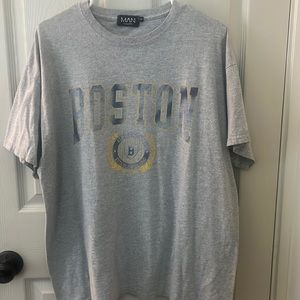 Gray graphic boston tshirt from boohoo man. Size Medium.